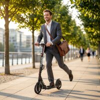 Cityroller Aluminium Höhenverstellbar & Klappbar Scooter mit 200 mm PU-Räder ABEC-7 Kugellager Dual-Bremssystem