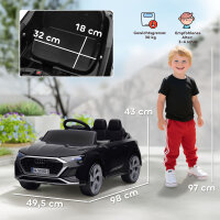 Elektro-Kinderauto, 12V Audi Q8, 3-5 km/h, Fernsteuerung, Scheinwerfer, Musik, Schwarz