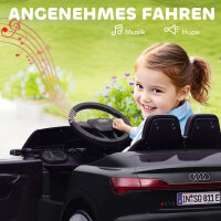 Elektro-Kinderauto, 12V Audi Q8, 3-5 km/h, Fernsteuerung, Scheinwerfer, Musik, Schwarz