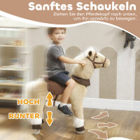 Reitpferd für Kinder, Stoffbezug, stabiler Rahmen, sanfte Räder, Schaukelpferd, 3-5 Jahre, Braun