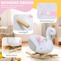 Schaukeltier, Schwan-Schaukel mit Schlaflied, weicher Füllung, Holzrahmen, für Kinder 1,5-3 Jahre, 65x40x68 cm, Weiß