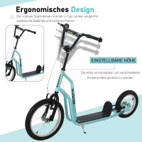 Kinderroller ab 5 jahre Scooter Tretroller Cityroller Kinder Roller Kickboard mit Luftreifen16/12 Zoll Blau 135 x 58 x 88-94 cm