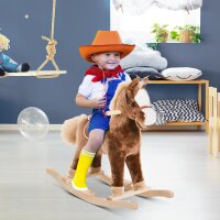 Schaukelpferd Schaukeltier mit Haltegriffen Plüsch...