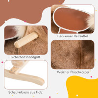 Schaukelpferd Schaukeltier mit Haltegriffen Plüsch Baby Schaukel Schaukelsitz für Kinder ab 3 Jahren