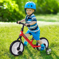 Kinder Laufrad ab 2-5 Jahre Lauflernrad mit Stützrädern, Pedalen, Höhenverstellbarem Sitz, Spielzeug Balance Bike für Kleinkinder Erste Geburtstag Geschenk, Rot