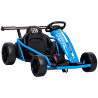 24V Elektro-Go-Kart zum Fahren und Driften, Nylon-Reifen, Sicherheitsgurt, Hupe, Musik für 8-12 Jahre Blau