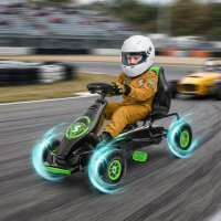 Kinder-Gokart, mit Pedalen, verstellbarem Sitz, In- und Outdoor, ab 5 Jahren, Grün+Schwarz, 121 x 58 x 61 cm