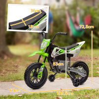 Elektro-Motorrad für Kinder, 12V Kindermotorrad mit Musik, Kinderfahrzeug mit Trainingsrädern, 3-6 Jahre, Grün
