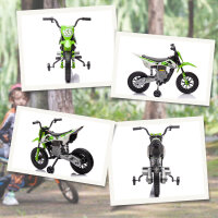 Elektro-Motorrad für Kinder, 12V Kindermotorrad mit Musik, Kinderfahrzeug mit Trainingsrädern, 3-6 Jahre, Grün