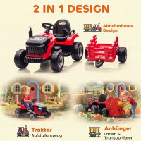 Kindertraktor, Aufsitz-Traktor mit Fernbedienung, Soft-Start, für Kinder im Alter von 3-8 Jahren, Rot