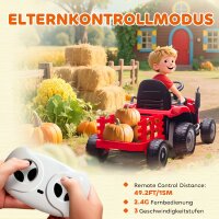 Kindertraktor, Aufsitz-Traktor mit Fernbedienung, Soft-Start, für Kinder im Alter von 3-8 Jahren, Rot