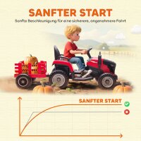 Kindertraktor, Aufsitz-Traktor mit Fernbedienung, Soft-Start, für Kinder im Alter von 3-8 Jahren, Rot