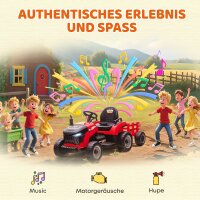 Kindertraktor, Aufsitz-Traktor mit Fernbedienung, Soft-Start, für Kinder im Alter von 3-8 Jahren, Rot