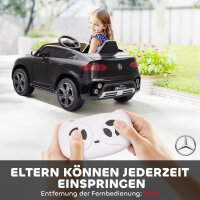 Elektroauto für Kinder, 12V Kinderauto mit Fernbedienung, LED-Lichter, Musik, 3 Geschwindigkeiten, 3-6 Jahre, Schwarz
