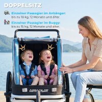 Fahrradanhänger für Kinder, 2-Sitzer, 2-in-1 faltbarer Kinderfahrradanhänger mit verstellbarem Sitz und Gurten, Blau