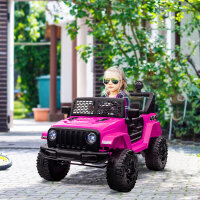Kinder Elektroauto 12V Elektro Kinderauto mit Fernbedienung 2 Motor LED Hupe für Kinder von 3-6 Jahren 100x65x72 cm Rosa