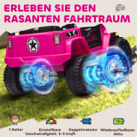 Kinder Elektroauto 12V Elektro Kinderauto mit Fernbedienung 2 Motor LED Hupe für Kinder von 3-6 Jahren 100x65x72 cm Rosa