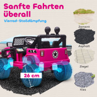 Kinder Elektroauto 12V Elektro Kinderauto mit Fernbedienung 2 Motor LED Hupe für Kinder von 3-6 Jahren 100x65x72 cm Rosa