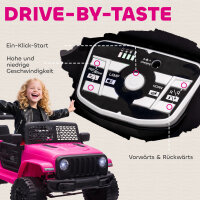 Kinder Elektroauto 12V Elektro Kinderauto mit Fernbedienung 2 Motor LED Hupe für Kinder von 3-6 Jahren 100x65x72 cm Rosa