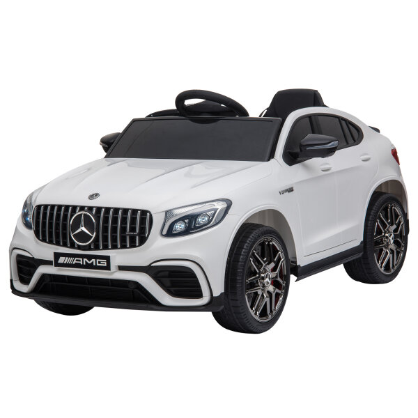 Kinderfahrzeug 12V Mercedes-Benz AMG GLC63S COUPE lizenzierter Elektroauto mit Fernbedienung Sicherheitsgurt  2 x 35W Motoren MP337-60 Monate Weiß 115 x 70 x 55 cm