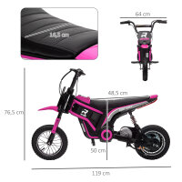 Elektro-Motorrad für Kinder, 24V Kindermotorrad mit Hupe, Leuchte, mit Drehgriff-Gashebel, 8-16 km/h, 8-12 Jahre, Rosa