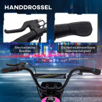 Elektro-Motorrad für Kinder, 24V Kindermotorrad mit Hupe, Leuchte, mit Drehgriff-Gashebel, 8-16 km/h, 8-12 Jahre, Rosa