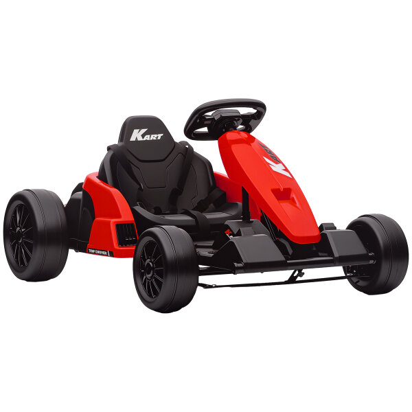 24V Elektrisches Go-Kart, Drift-Modus, verstellbarer Sitz, 5-Punkt-Sicherheitsgurt, Musikfunktion, 6-12 Jahre Rot
