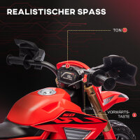 Elektro-Motorrad für Kinder, 6V Batterie-Antrieb, Stützräder, Hupe, Startgeräusch, 3-8 Jahre, Rot