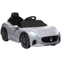 12V Kinder-Elektroauto, Kinderfahrzeug mit LED-Lichtern, Musik, Hupe, für Kinder von 3-5 Jahren, Grau