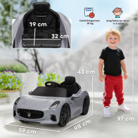 12V Kinder-Elektroauto, Kinderfahrzeug mit LED-Lichtern, Musik, Hupe, für Kinder von 3-5 Jahren, Grau