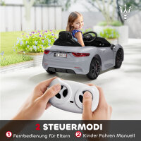 12V Kinder-Elektroauto, Kinderfahrzeug mit LED-Lichtern, Musik, Hupe, für Kinder von 3-5 Jahren, Grau