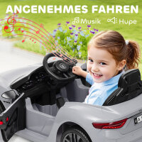 12V Kinder-Elektroauto, Kinderfahrzeug mit LED-Lichtern, Musik, Hupe, für Kinder von 3-5 Jahren, Grau