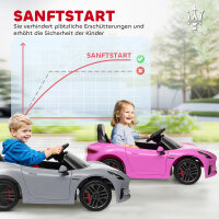 12V Kinder-Elektroauto, Kinderfahrzeug mit LED-Lichtern, Musik, Hupe, für Kinder von 3-5 Jahren, Grau