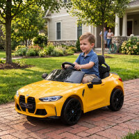 Elektro Kinderauto BMW M4, Sound & Licht, 3-5 km/h, inkl. Fernsteuerung, für 3-5 Jahre, Gelb