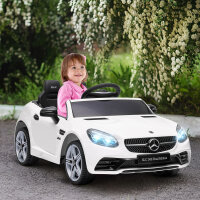 Kinder-Elektroauto, mit LED-Scheinwerfern, Sicherheitsgurt, Hupe, Musik, 3 bis 5 km/h, weiß, 107 x 62,5 x 44cm