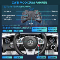 Kinder-Elektroauto, mit LED-Scheinwerfern, Sicherheitsgurt, Hupe, Musik, 3 bis 5 km/h, weiß, 107 x 62,5 x 44cm