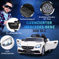 Kinder-Elektroauto, mit LED-Scheinwerfern, Sicherheitsgurt, Hupe, Musik, 3 bis 5 km/h, weiß, 107 x 62,5 x 44cm