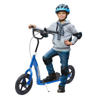 Kinderroller mit Hinterbremse Kickscooter 12 Zoll Tretroller Roller Scooter Cityroller für Kinder Kickboard Höhenverstellbar Stahl EVA Blau 120 x 52 x 80-88 cm