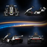4 V Elektro Go-Kart für Kinder Bis 12 Km/h Gokart mit Drift-Funktion, 2 Motoren verstellbarem Sitz Sanftanlauf