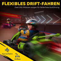 4 V Elektro Go-Kart für Kinder Bis 12 Km/h Gokart mit Drift-Funktion, 2 Motoren verstellbarem Sitz Sanftanlauf