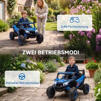 12V Elektroauto für Kinder, Fernbedienungsfunktion, Gurt, Hupe, LED-Lichter, USB-Port, für 3-5 Jahre, Blau