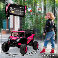 12V Elektroauto für Kinder, Fernbedienungsfunktion, Gurt, Hupe, LED-Lichter, USB-Port, für 3-5 Jahre, Rosa