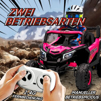 12V Elektroauto für Kinder, Fernbedienungsfunktion, Gurt, Hupe, LED-Lichter, USB-Port, für 3-5 Jahre, Rosa