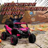 12V Elektroauto für Kinder, Fernbedienungsfunktion, Gurt, Hupe, LED-Lichter, USB-Port, für 3-5 Jahre, Rosa