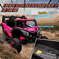 12V Elektroauto für Kinder, Fernbedienungsfunktion, Gurt, Hupe, LED-Lichter, USB-Port, für 3-5 Jahre, Rosa