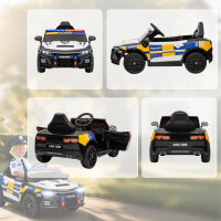 12V Kinder Elektroauto Polizei Polizeiauto mit Fernbedienung Sirene Warnlicht Musik & Hupe Doppelmotoren Federung Weiß