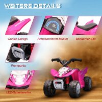 Elektro-Kinderquad, LED-Licht, Hupe, breite Reifen, bequemer Sitz, rutschfeste Griffe, Rosa