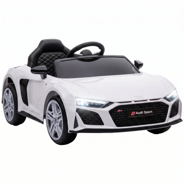 Kinder Elektroauto 12V Kinderauto mit Fernbedienung Lithium-Akku 2 Motor Sanftanlauf Hinterradfederung Weiß