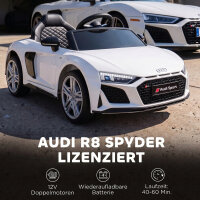 Kinder Elektroauto 12V Kinderauto mit Fernbedienung Lithium-Akku 2 Motor Sanftanlauf Hinterradfederung Weiß