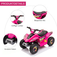 Kinder Quad Elektro 6V Kinderquad mit Vorwärts-, Rückwärtsfunktion für Kinder 1,5-3 Jahre bis 20 kg Rosa